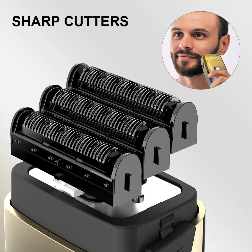 3-Blade System Rechargeable Electric Shaver For Men Powerful Hair Beard Electric Razor Wet Dry Head Bald Shaving Machine 240624