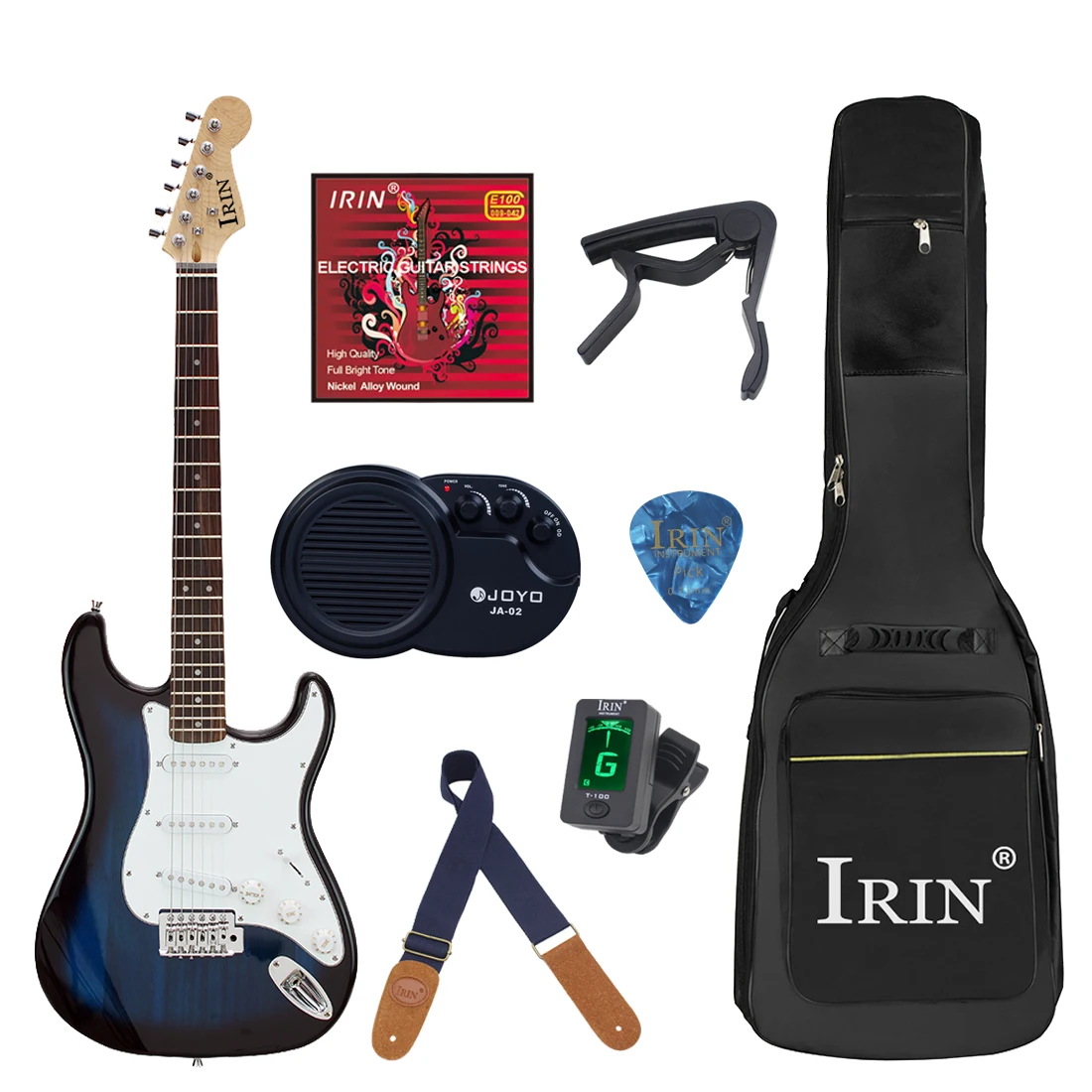 IRIN 39 Inch Electric Guitar 22 Frets Basswood Body Professional ST Electric Guitar Set with Case Guitar Accessory for Practice