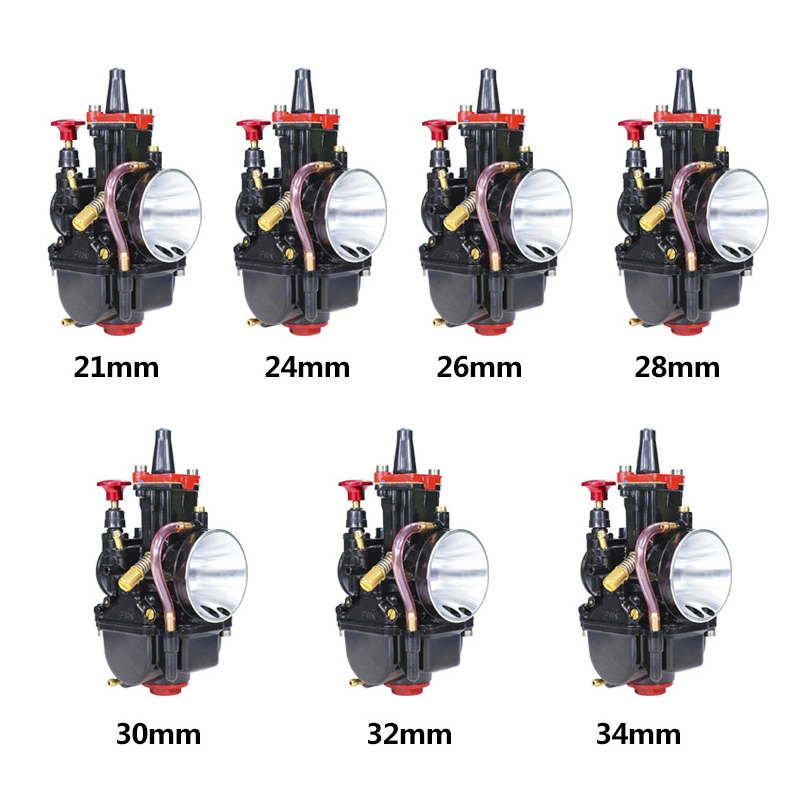 For Mikuni Carburetor PWK 21 24 26 28 30 32 34mm Motorcycle Flat Curtain Carburetor Moped Dirt Pit Bike Motocross Modified Parts