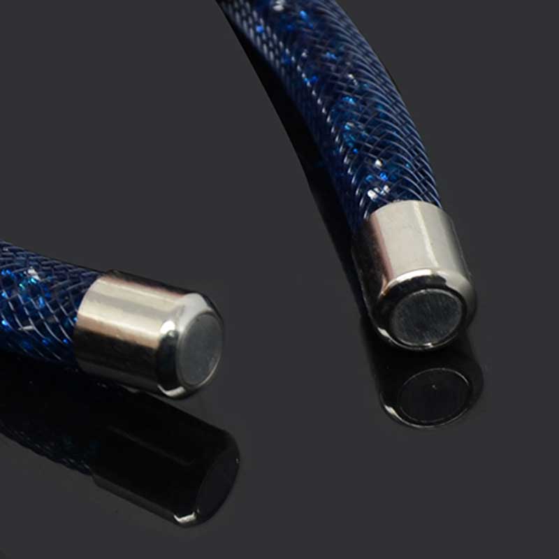 Chanfar Handmade Small Resin Crystal Filled Tube Mesh Double Magnetic Clasp Bracelet Jewelry For Woman