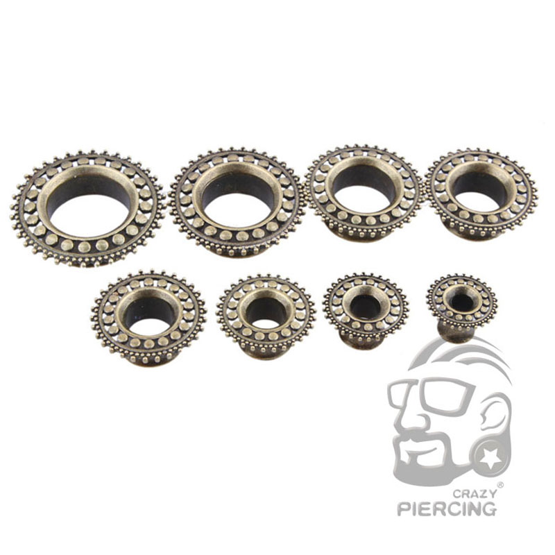 2Pcs Sun gear Brass Flesh Ear Tunnel Ear Plugs Ear Expander Earring Gauges Body Piercing Jewelry ear rings for women or man