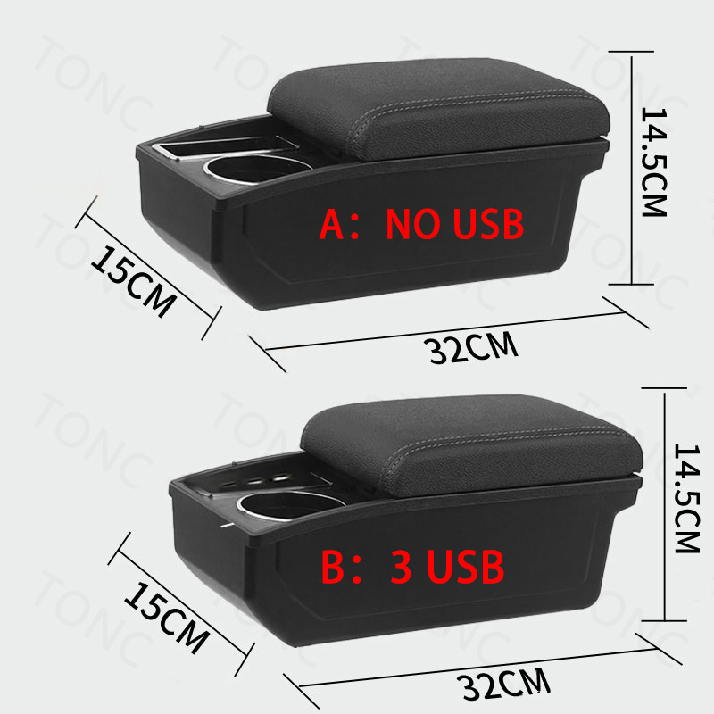 For Peugeot 208 Armrest Box Storage box Car accessories Retrofit parts Interior details Cup holder 2012-2018