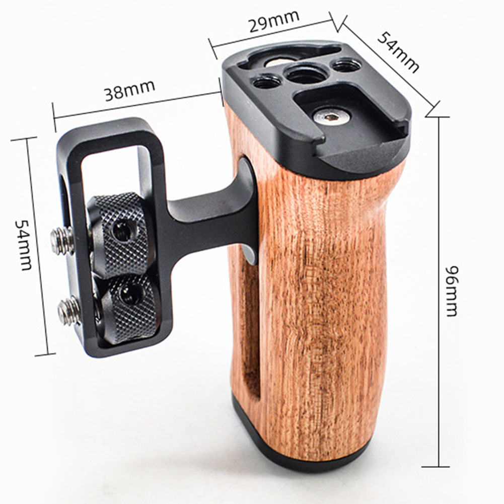 Universal Portable DSLR Camera Mount Cage Wooden Side Grip Handle Mini Handgrip 1/4 Screws Cold Shoe Photography
