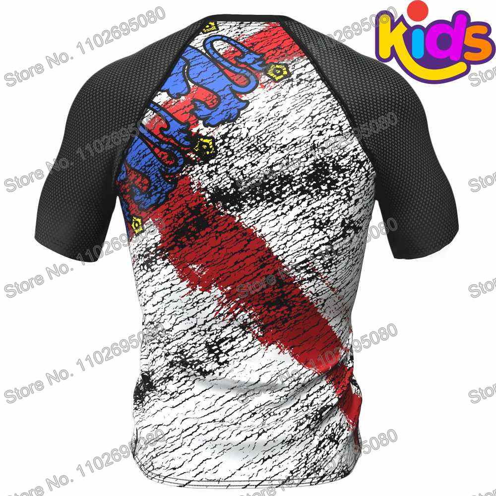 Kids England Surf Clothing BJJ MMA Boys Rash Guard Short Sleeve Diving T-Shirt Tight Swimwear Summer Beach Floatsuit Girls Tops