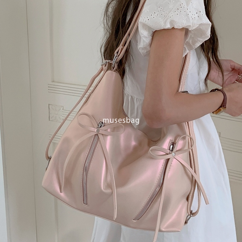 New trendy bow backpack for women fashionable Korean tote bag casual large capacity single shoulder backpack backpack dual-purpose bag