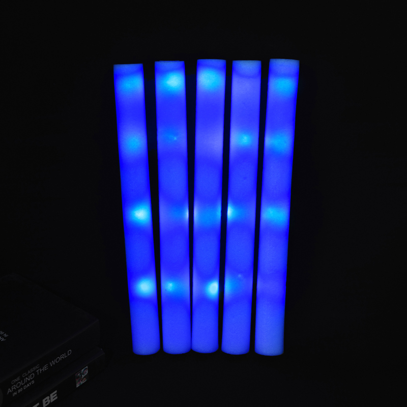 60Pcs Blue LED Glow Bulk Colorful LED Glow Sticks Foam Stick Cheer Tube Dark Light Birthday Wedding Party Supplies
