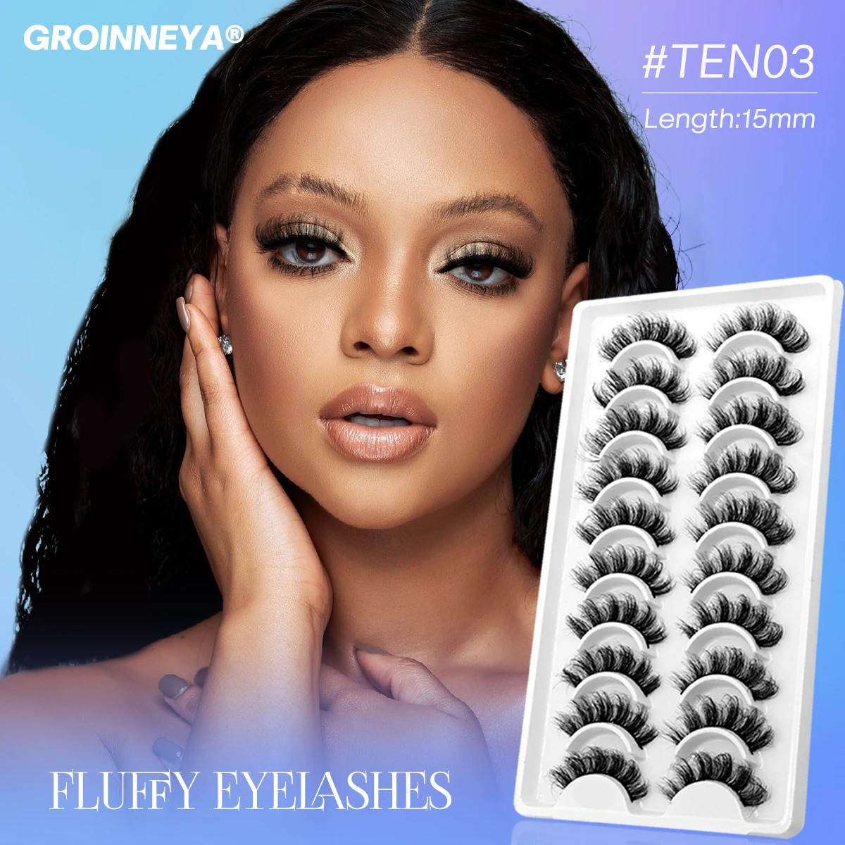 GROINNEYA 5/10 pairs 3D Mink Lashes Faux Mink Fluffy Lash Soft Full Thick Wispy Eyelash Dramatic False Eyelashes Makeup 240624