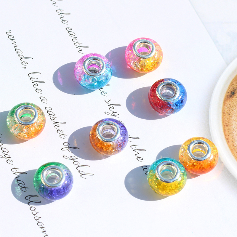 20pcs 14mm Colorful Bulk Resin European Beads Large Hole Loose Spacer Bead for Jewlery DIY Bracelet Necklace Making
