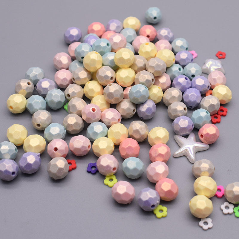 8/10/14mm Plastic Acrylic Beads Sugar Clouds Beads Effect Round Faceted Loose Spacer Beads For Jewelry Making Craft DIY