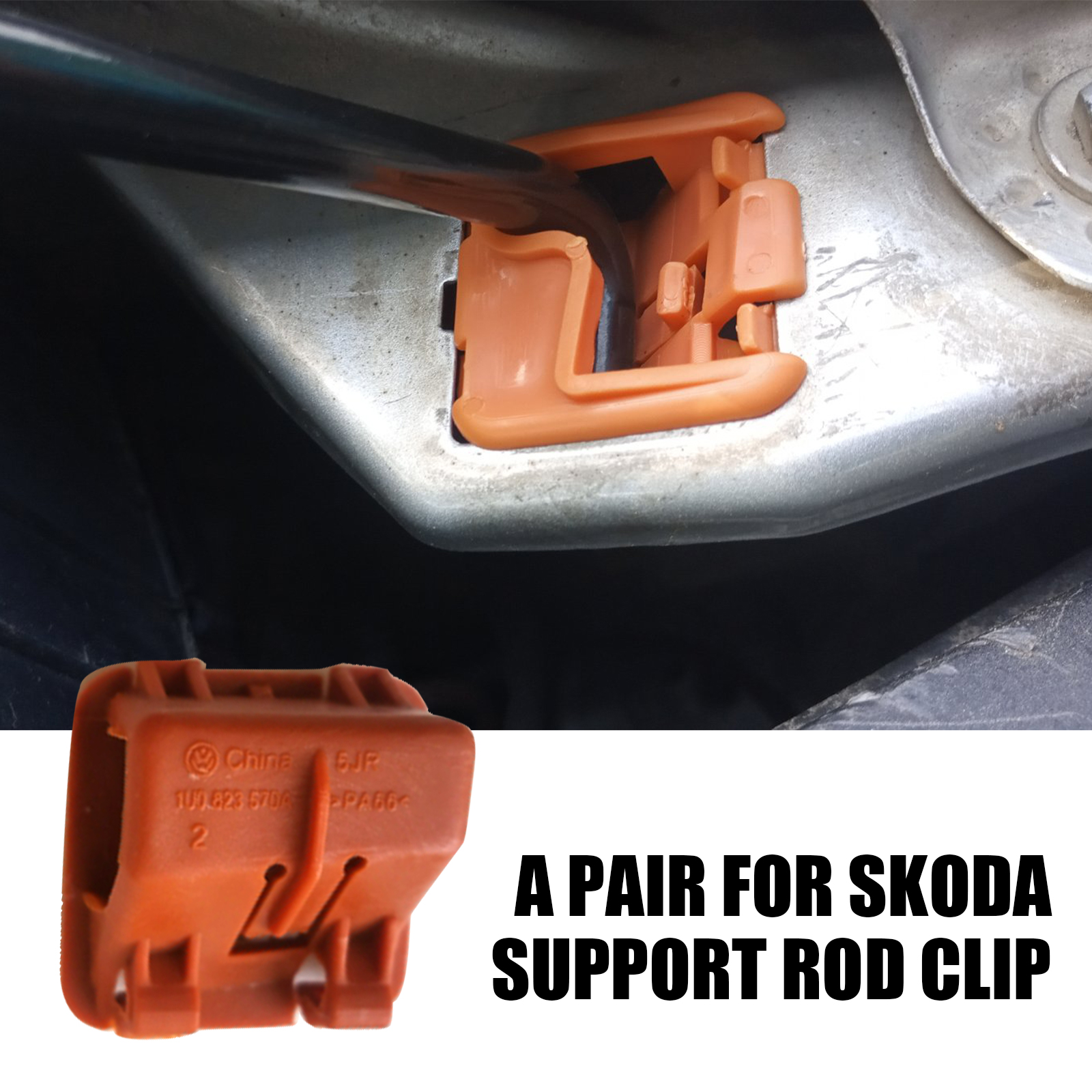 1U0823570A 1set/pack Plastic Car Roomster Hood Bonnet Rod Stay Bracket Buckle Clip For Skoda Fabia Octavia MK2 2004-2012 2013