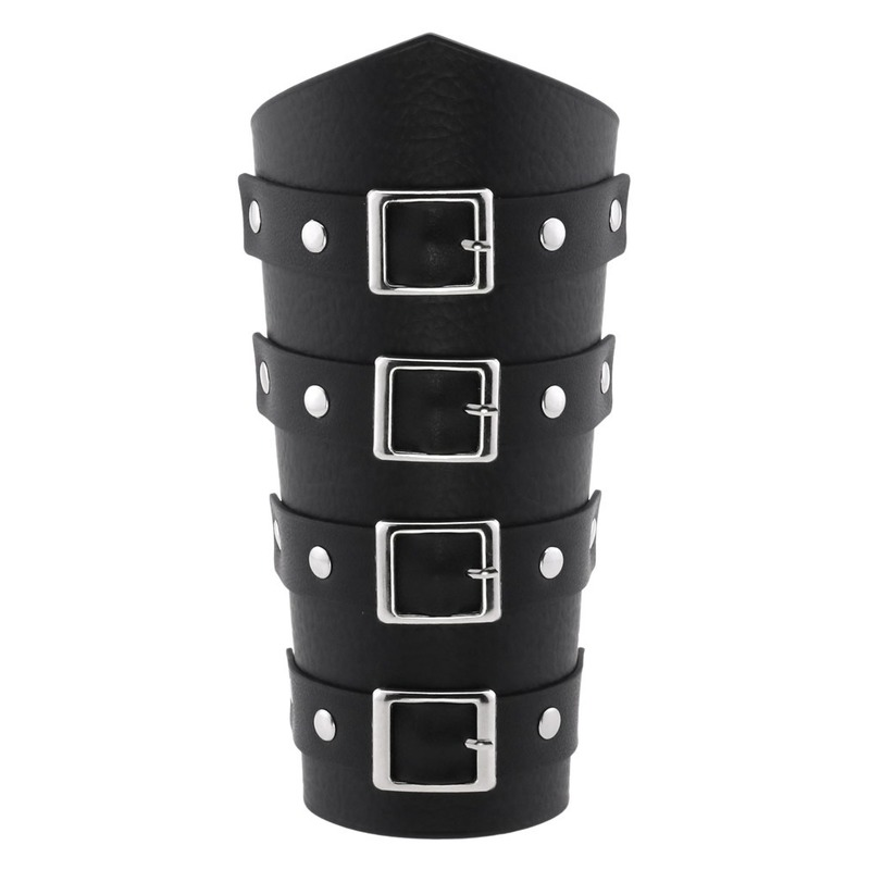 Medieval Cosplay PU Leather Armor Arm Warmer Lace-Up Men Viking Pirate Knight Gauntlet Wristband Bracer Steampunk Accessory