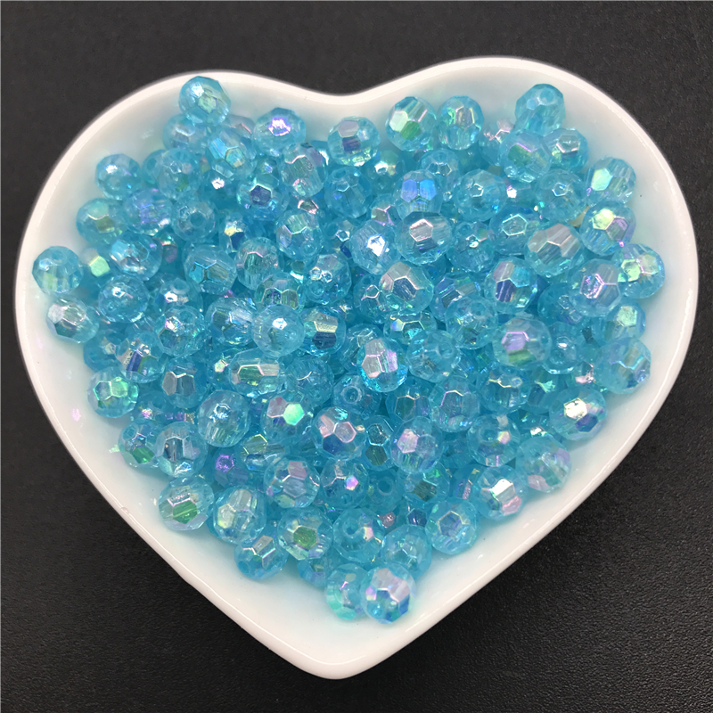 100pcs 6mm Acrylic Spacer Beads Oval Austria Faceted Crystal Acrylic Beads Loose Spacer Round Beads For Jewelry Making