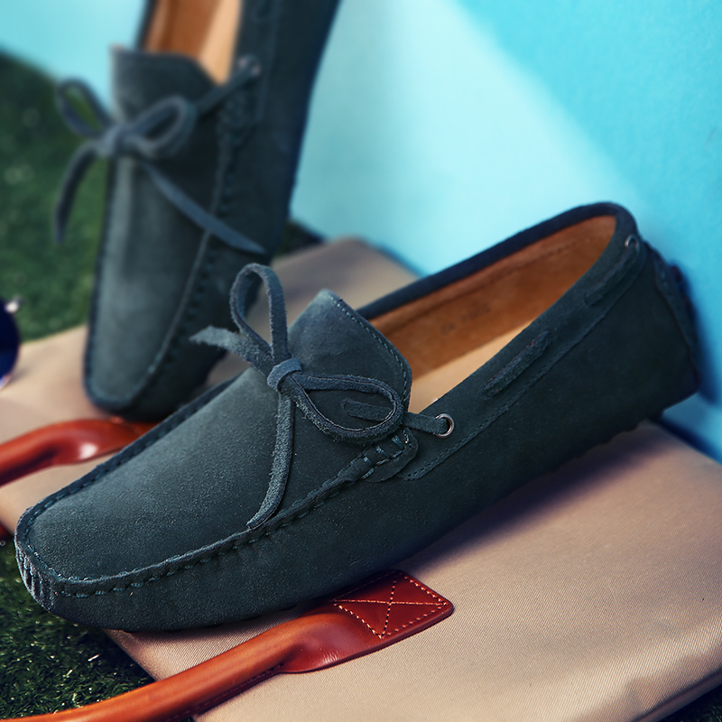 Size 38-49 Men Loafers Soft Moccasins Summer Man High Quality Mens Shoes Casual Suede Genuine Leather Driving Flats 6e2