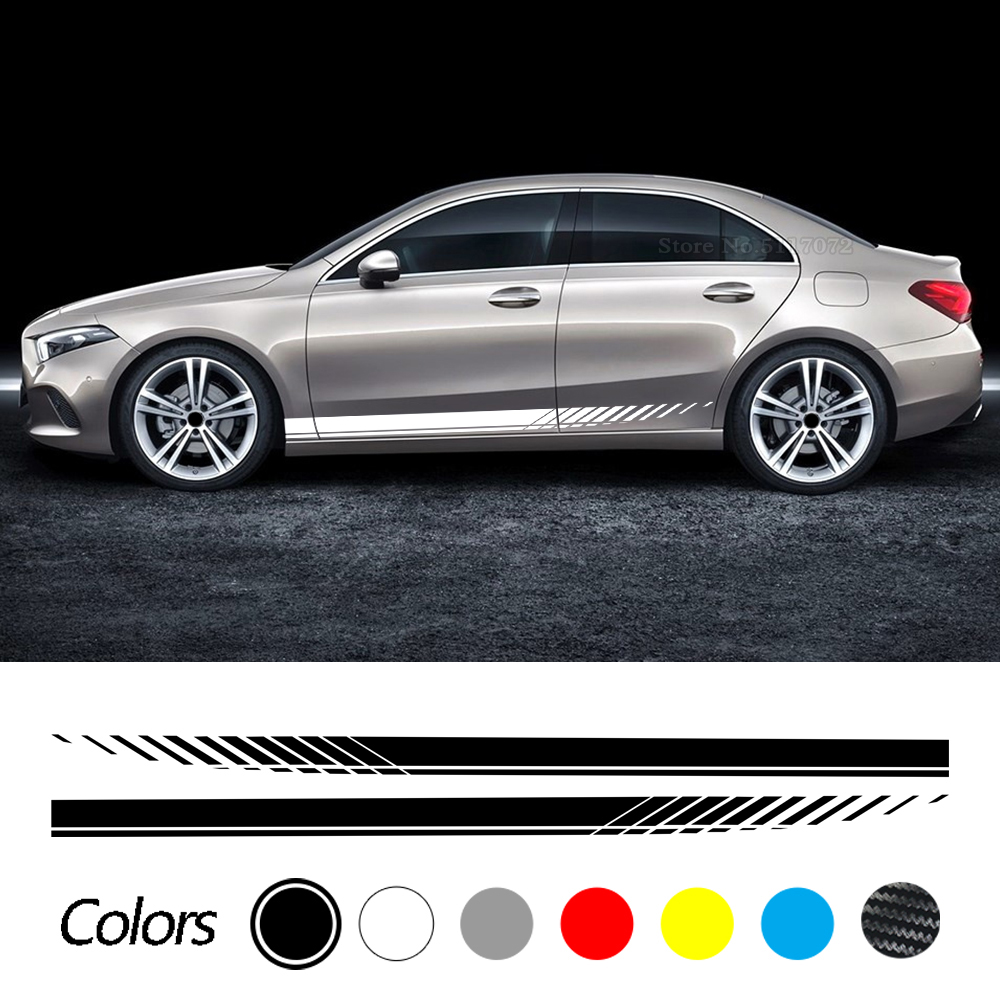 Car Side Skirt Door Sticker Decal for Mercedes Benz A B C E G S R X V CLA CLk CLS SLK SLC EQC GLA GLC GLE GLS GLK VITO AMG GT