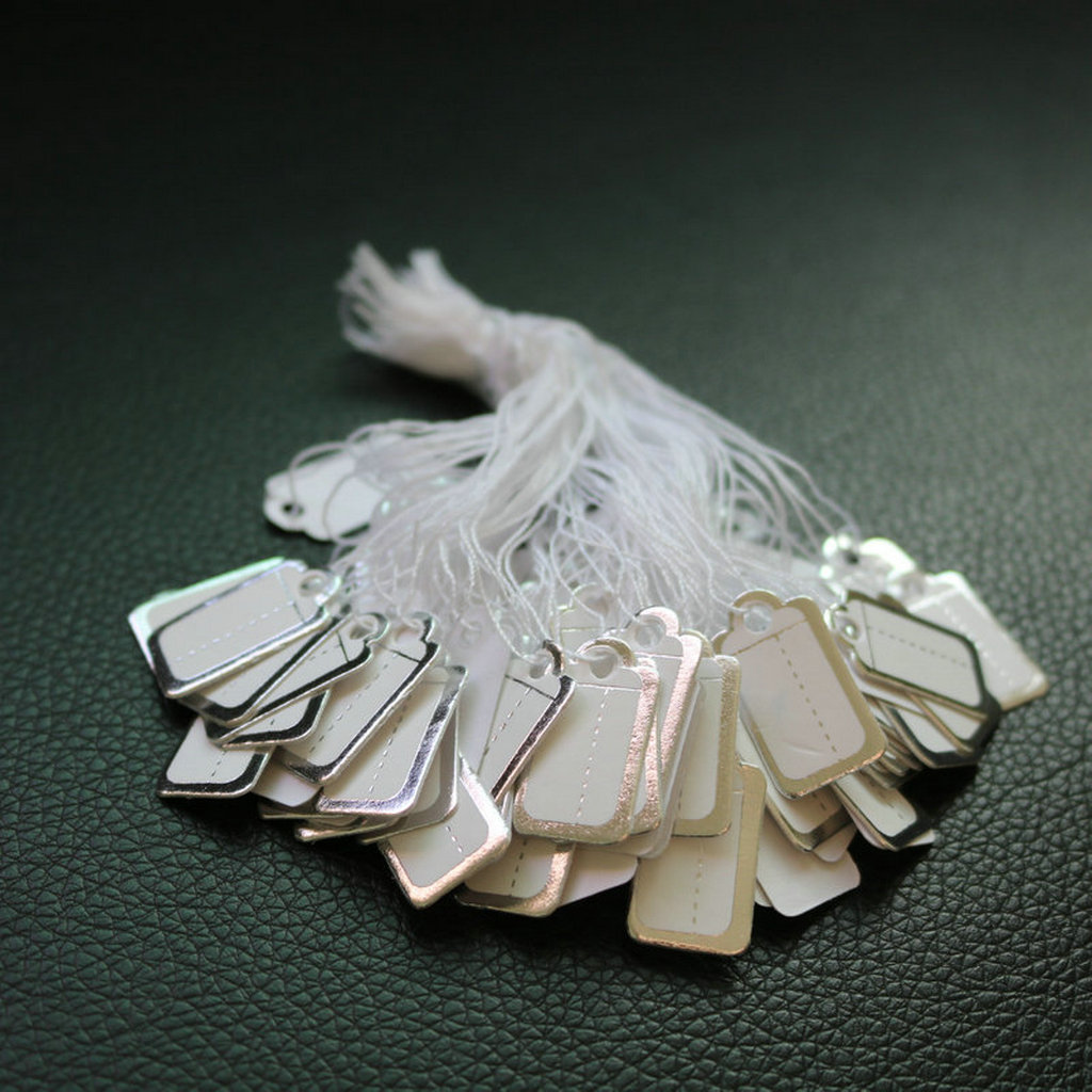 500x Paper Labels Shape Rectangular Tags With Rope Price Tag Wedding Anniversary Luggage Tags 26x14mm