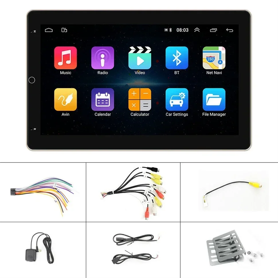 Double 2 DIN Automatic Rotatable 10" Screen Android 13 Car Stereo Radio GPS 8+256GB Car Multimedia Video MP5 Multimedia Player