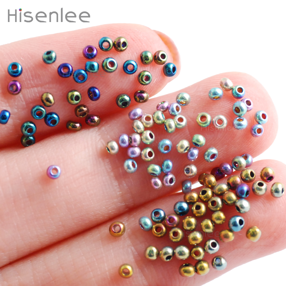 Hisenlee 2MM 3000pcs Glass Seed Beads 3 kind Multicolored Colors Lustered Round Beads Spacer DIY Bracelet Necklace Jewelry