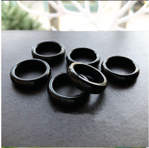 Natural agate black jade rings jewelry gemstone band ring jade simple stones for women jewellery luxury jewelry men rings