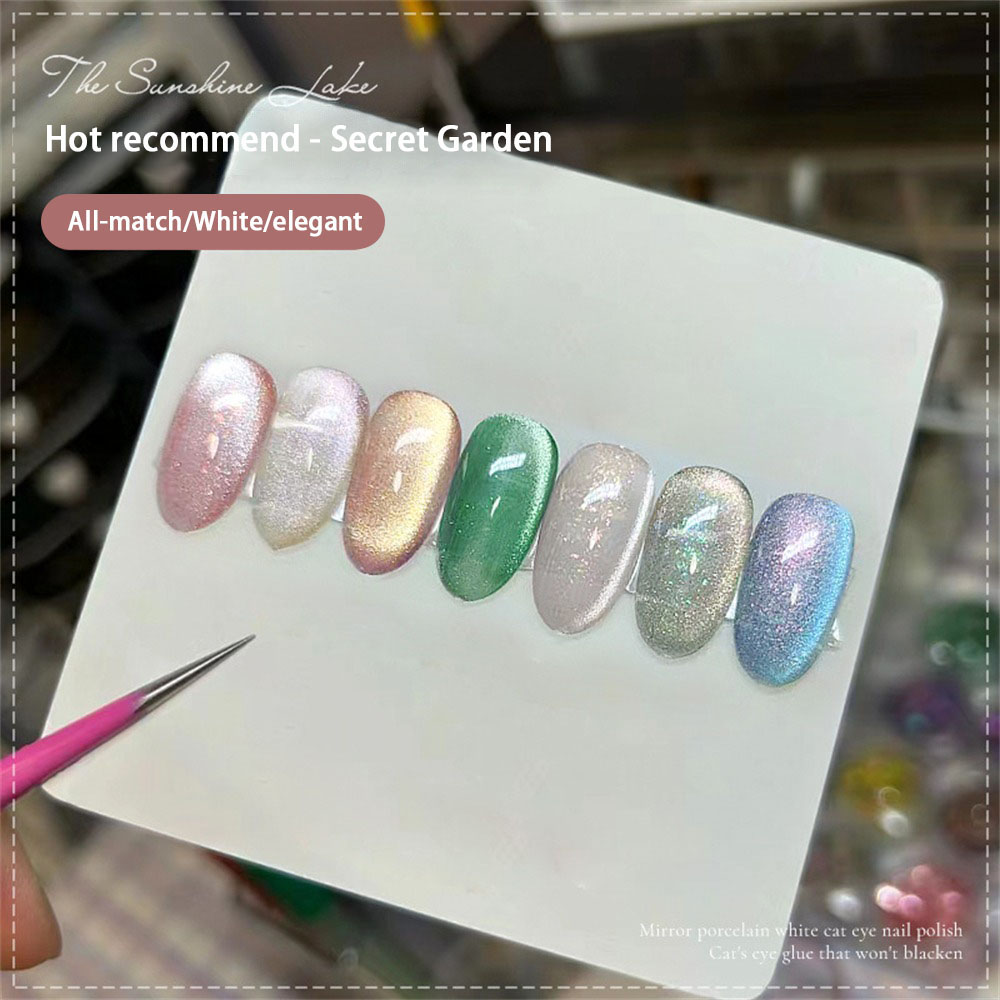 Crystal Stone Design Quick-drying Nail Polish Exquisite Nail Glue Popular Nail Gel Porcelain White Cat Eye Gel Brilliance Unique