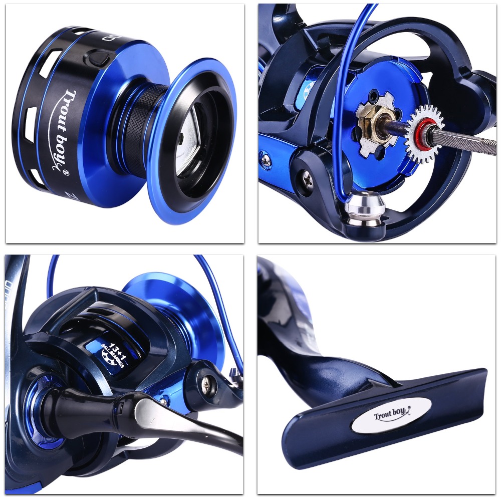 Sougayilang Carp Fishing Reel 13+1 BB Spinning Reel with Free Spool Aluminum Body 5.0:1 Gear Ratio Fishing Reel for Carp Fishing