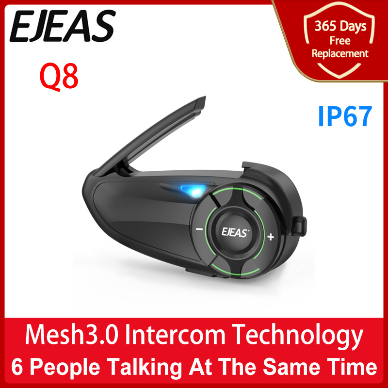 EJEAS Q8 Motorcycle BT5.1 Intercom Type-C Charging Interface Adopts New Mesh3.0 Technology To Support Channel Switching BT5.1