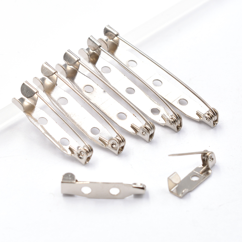 Brooch Clip Base Pins 50pcs Metals Color Blank Lock Brooch Pin Base for Jewelry Making Findings DIY Pick Size 15-40mm Supplies