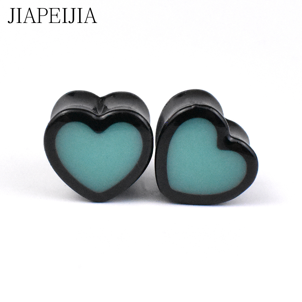 Pure Color Heart Shape Ear Gauges Tunnels and Plug Acrylic Ear Stretching Kit Expander Piercing Earring 6-25mm