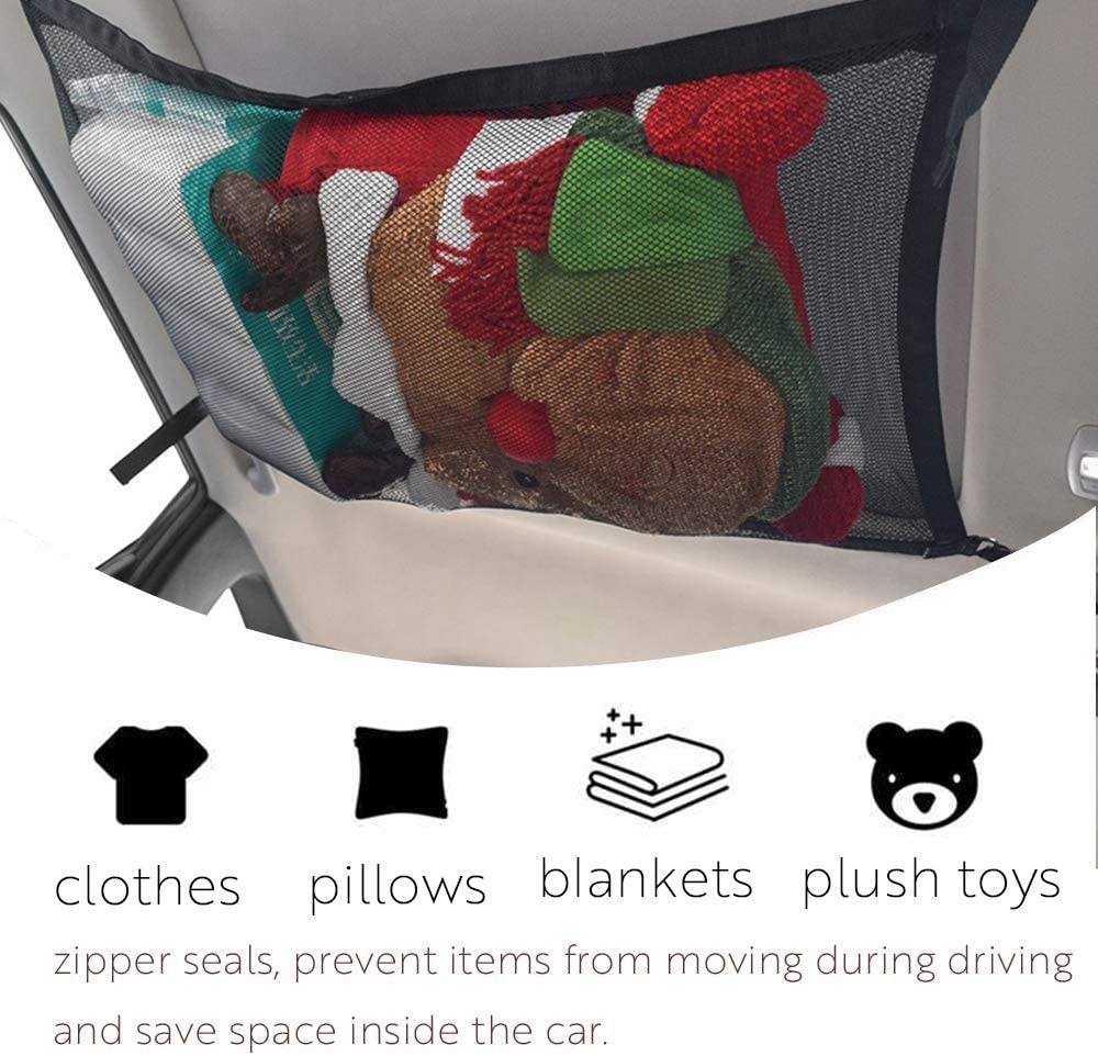 Car Ceiling Storage Net Roof Luggage Mesh Bag Adjustable Travel Storage Bag Tent Towel Camper Car Accessories Supplies Interior
