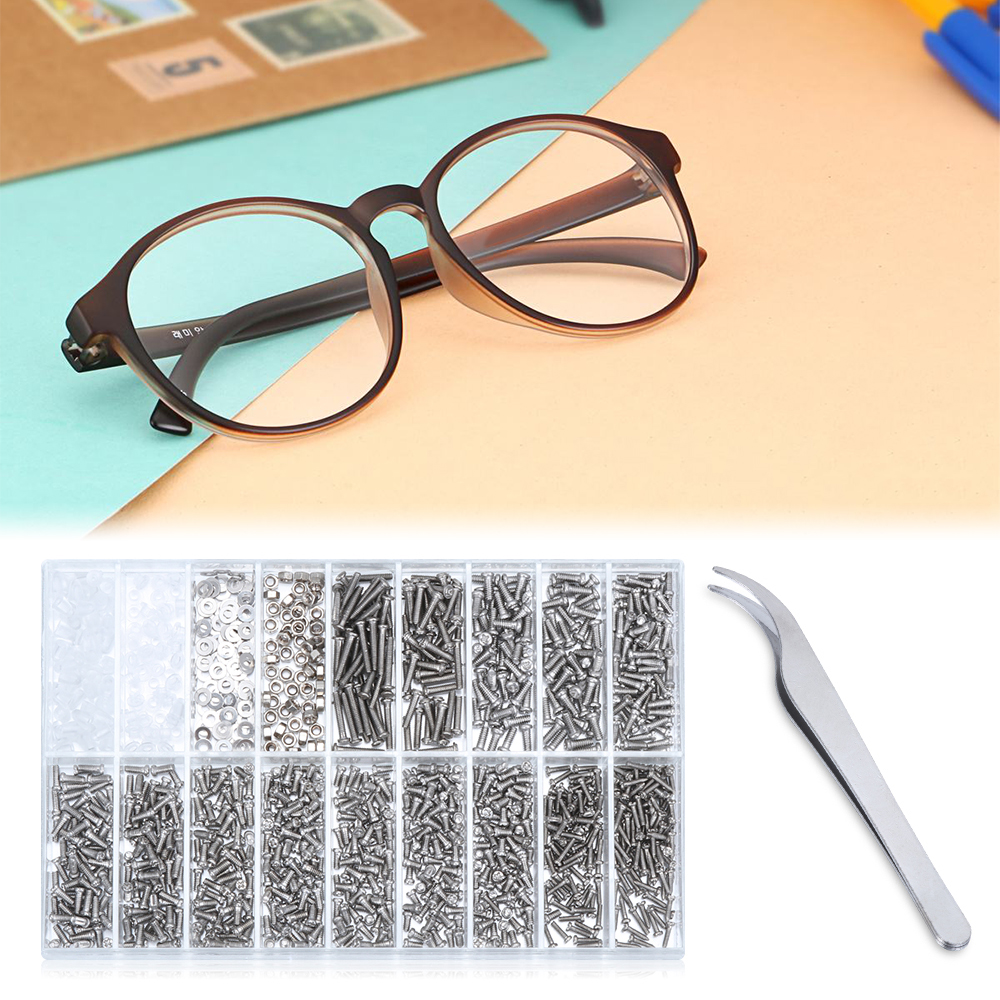 1000 Pcs Spectacles Sunglasses Glasses Repair Screw Nut Screwdriver Assorted Kit Used For Fixing Glasses/Watch Repair Tool Kit