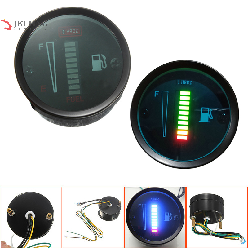 12V/24V Universal 52mm Car Motorcycle Fuel Level Meter Gauge 8 LED Light Display