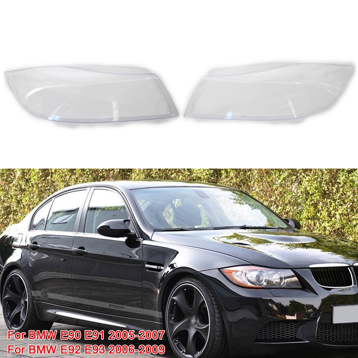 Front Headlight Transparent Lens Shell Cover Lampshade For BMW 3-series Halogen Lamp E90 E91 05-08 Pre-facelift Car Accessories