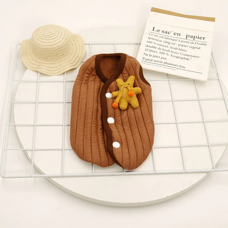 Pet Striped Quilted Vest Cute Vest Clothes Ins Teddy Bulldog Clothes Dog Clothes Quilted Cat Clothes Cat Clothes Autumn Winter