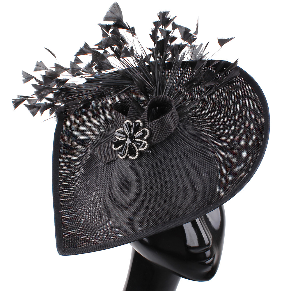 Elegant Women Church Cocktail Fascinator Hat Hair Accessories Wedding Ladies Millinery Cap Lady Red Feathers Wedding Headpiece