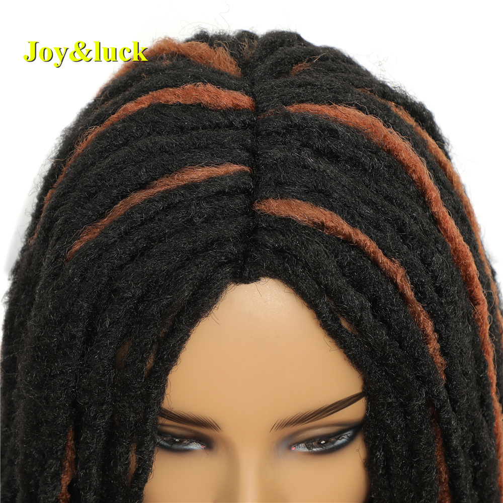 Long Dreadlock Hair Wig Black Mixed Brown Crochet Braids Wigs Middle Part Synthetic Braided Hair For Women Daily Or Party Use