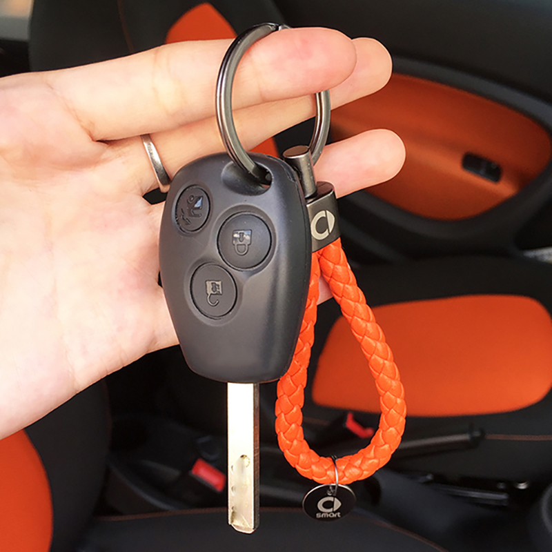 car keychain hand-woven car logo key chain key ring car key ring ring bracket for Mercedes Smart Fortwo Forfour 453 451 450