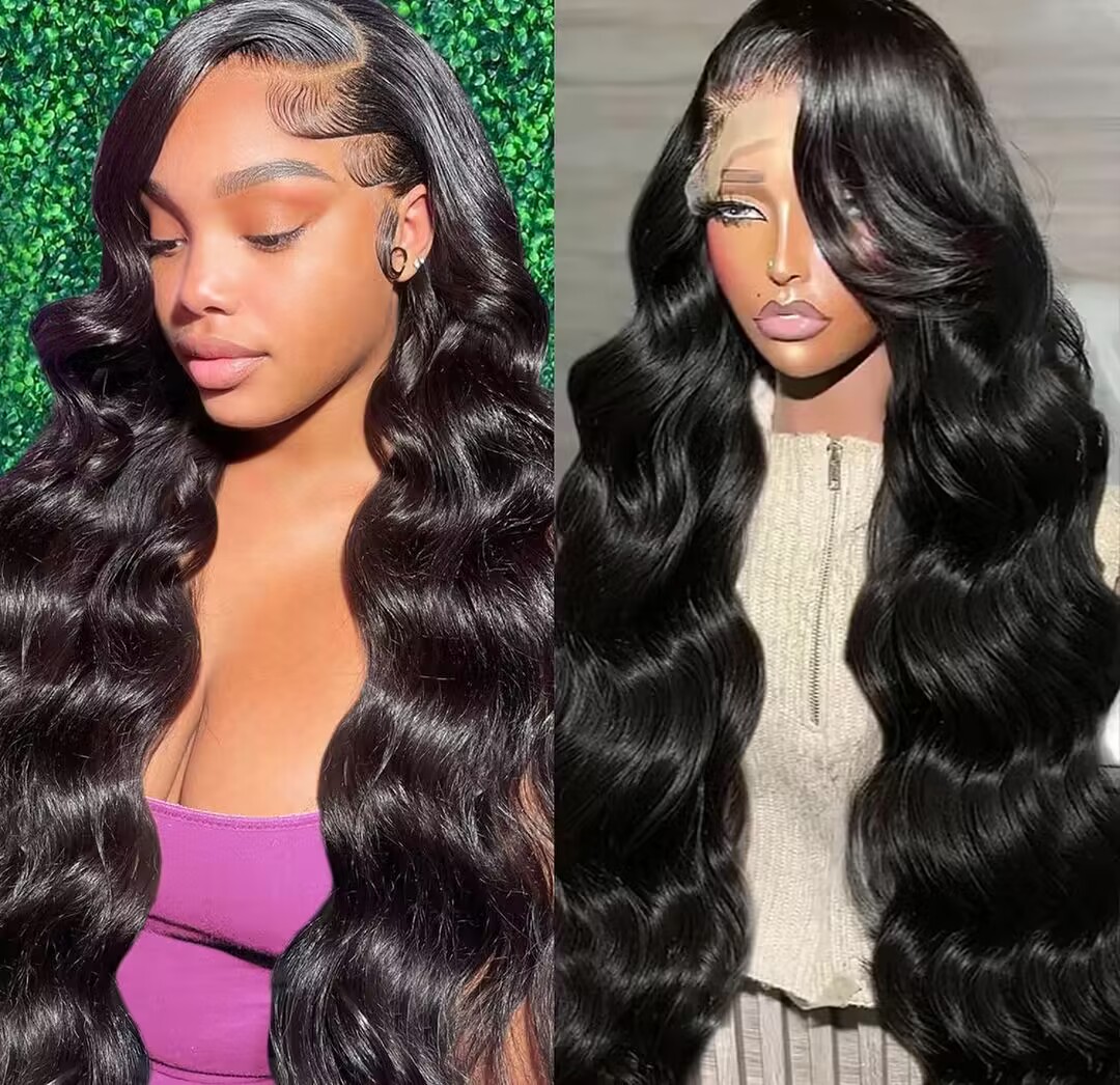 Peruvian Indian Brazilian Natural Black Silky Straight 13x4 Transparent Lace Wig 20 22 24 26 28 Inch 100% Raw Virgin Remy Human Hair