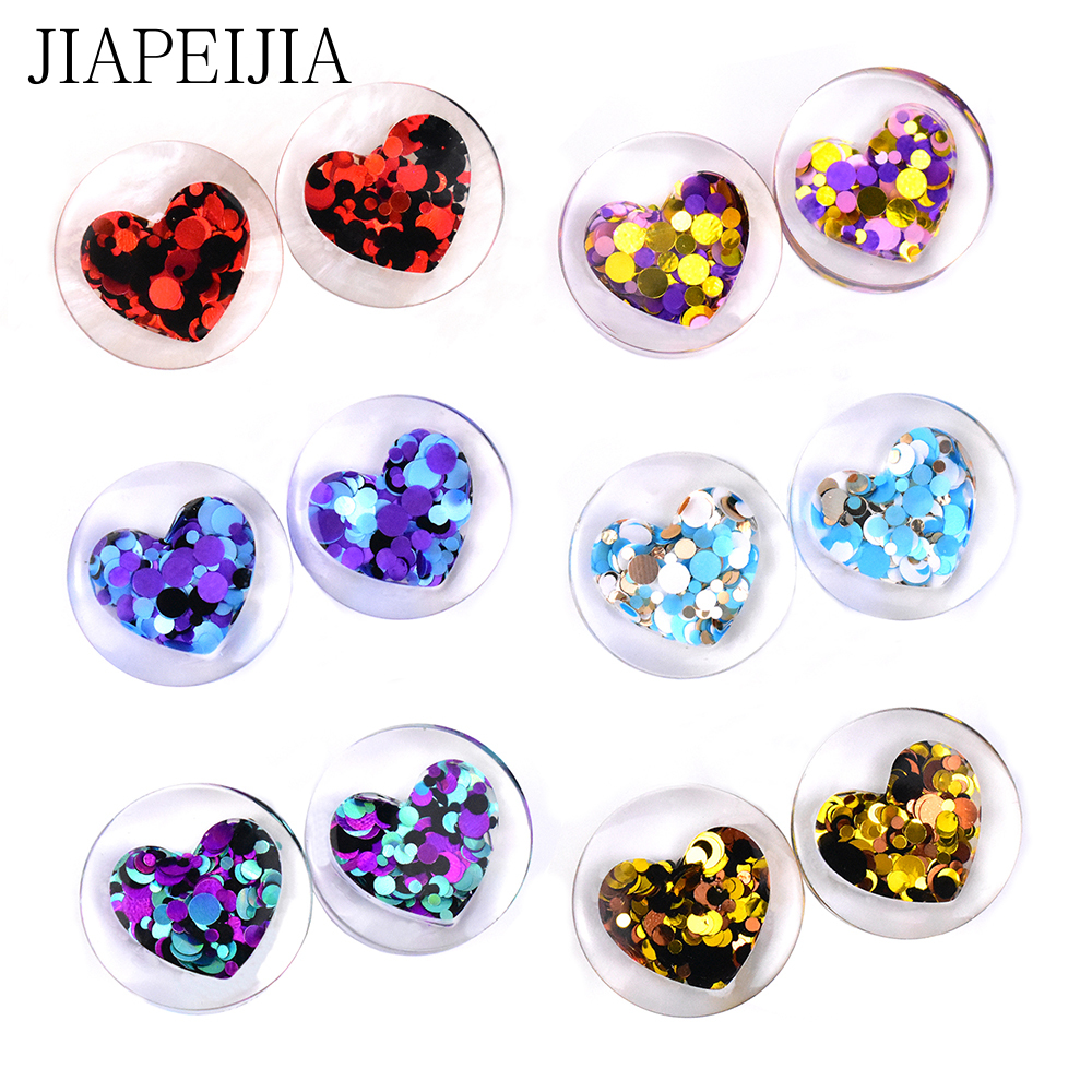 6-30mm Multicolor Circular Sequined Acrylic Ear Gauges Tunnels and Plug Heart-shaped Ear Expander Studs Stretching Body Piercing