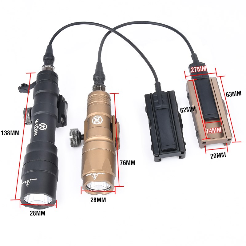 WADSN Tactical M600 M300 M600DF M300A 400/1400 lumensFlashlight White Light Metal Tail Switch Card Slot Fit 20mm Picatinny Rail