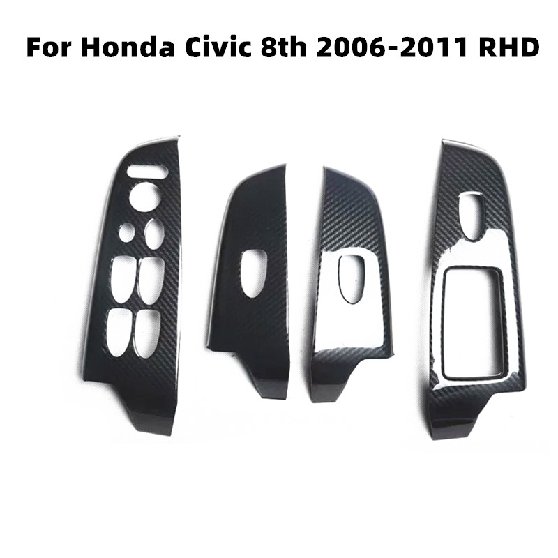 For Honda Civic 8th Gen 2006-2011 Accessories Car Door Armrest Window Lift Switch Cover Trim Interior Auto Styling Moldings 4Pcs