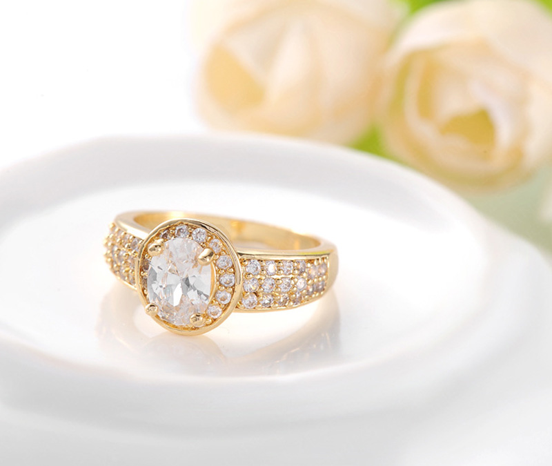 Lokaer Luxury AAA Cubic Zirconia Wedding Rings Jewelry Mosaic Rhinestone Crystal Engagement Ring For Women Girl Anneaux CRI0018