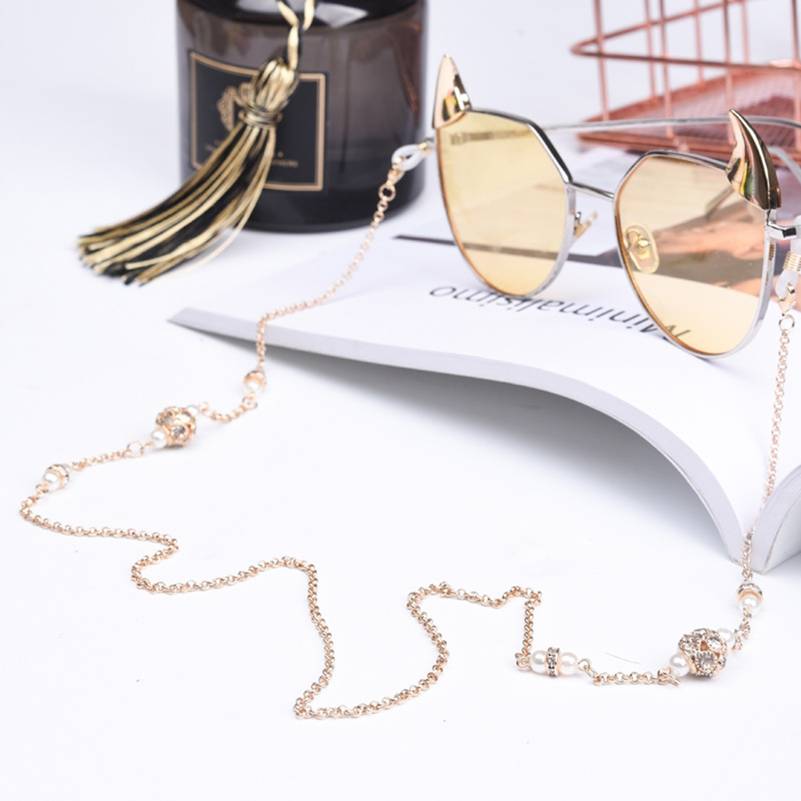 Luxury Pearl Beads Eye Glasses Lanyard Sunglasses Spectacles Chain Cord Holder Strap Crystal Eyewear String Accessories