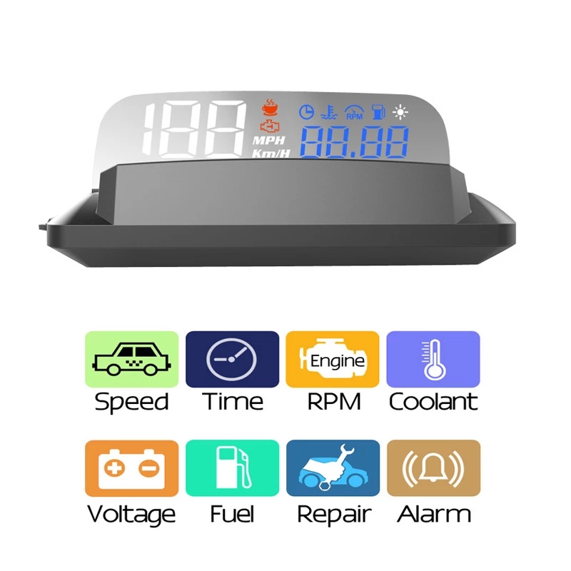 H400S Head-Up Display Universal HUD Driving Computer OBD Speed Projector Fuel Mileage Alarm Car Accessories
