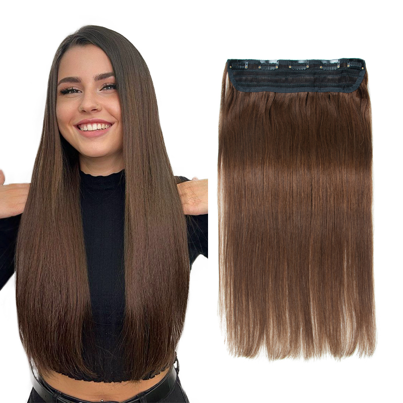 MRSHAIR Clip In Extensions Human Hair Straight One Piece Natural Hair Extensions Clip-On Hair Add Volume HairPieces