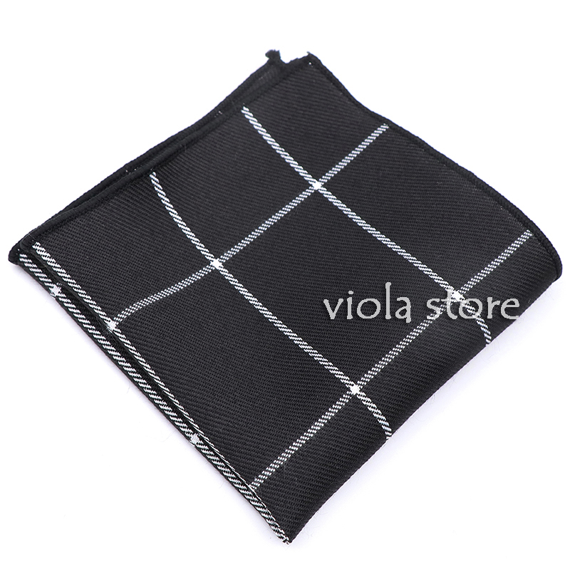Classic Plaid Striped Wool Tie Matching Pocket Square 24cm Men Brown Suit Hanky Party Daily Handkerchief Tuxedo Gift Accessory