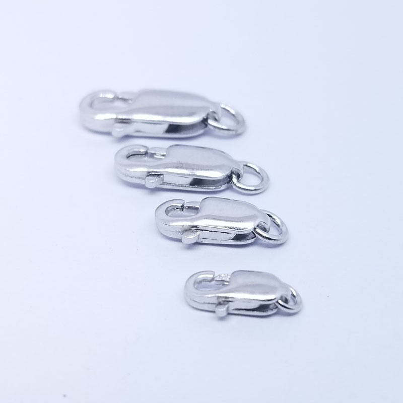 2pcs Real Pure Solid 925 Sterling Silver Lobster Clasp Hook Claw Buckle With Close Sealed Ring Connector Jewelry Findings