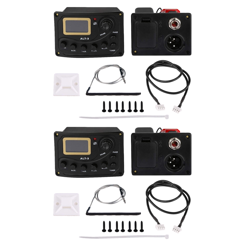2X Acoustic Guitar Pickup Tuner 5-Band Eq Equalizer Acoustic Guitar Preamp Piezo Pre-Amp Amplifier System