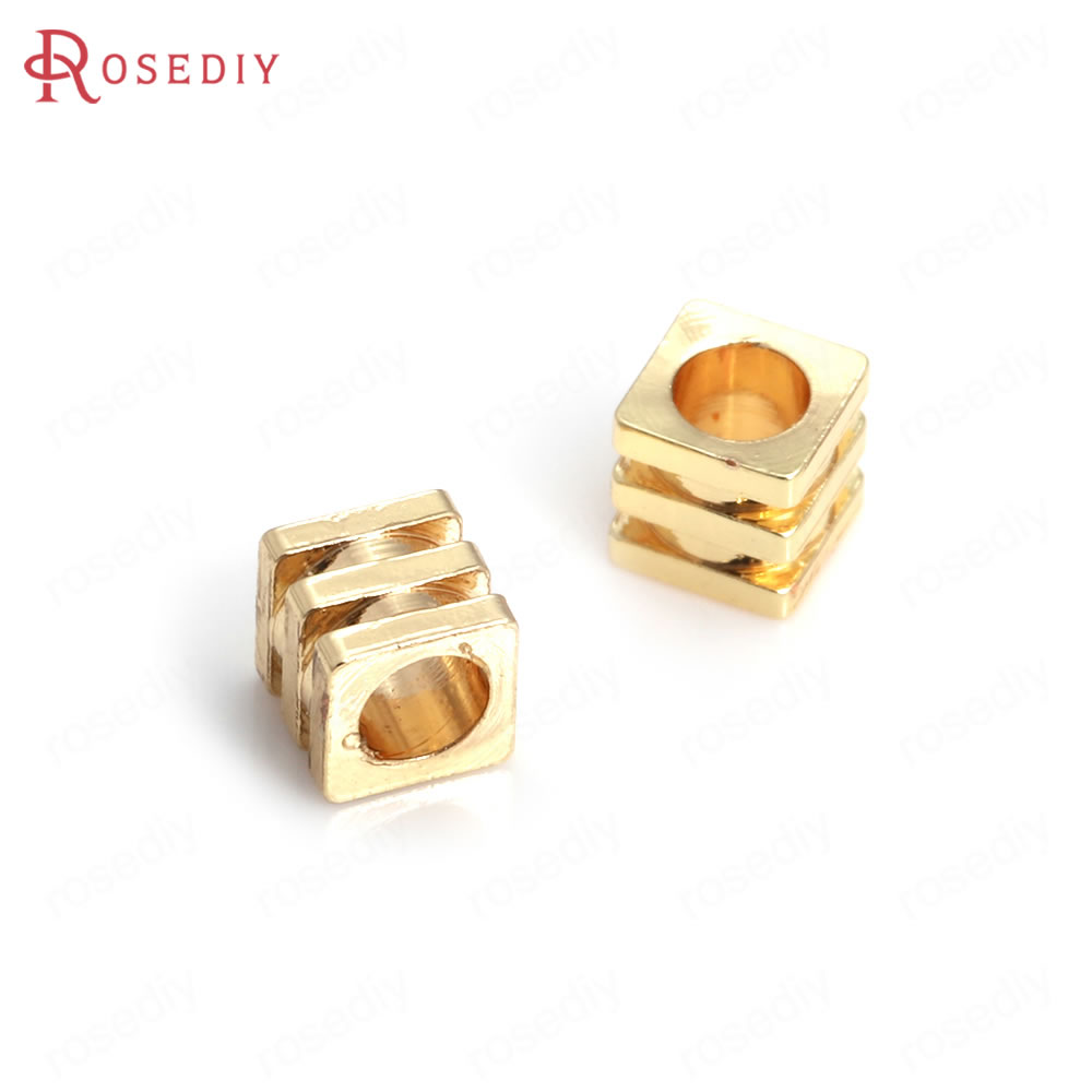 2.2x2MM 2.5x2.8MM 3x3.5MM 2.5MM 3MM 4MM 18K Gold Color Brass Square Beads Bracelet Beads Jewelry Making Supplies Diy Findings