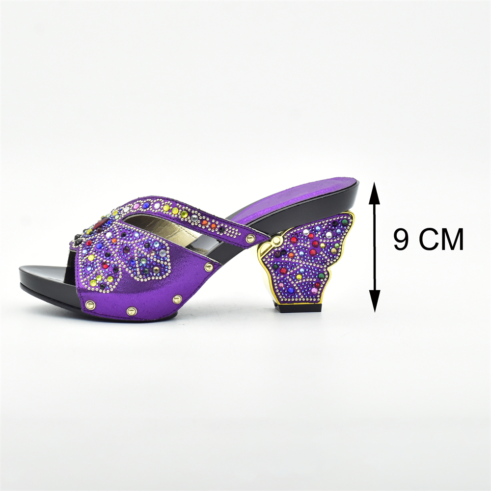 Purple Color African Matching Shoes and Bags Italian In Women Italian Shoes and Bags To Match Shoes with Bag Set with Rhinestone