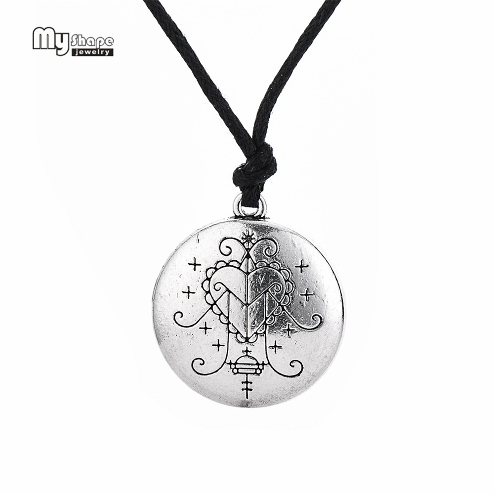 My Shape Ezili Freda Voodoo Loa Veve Pendant Hand Stamped Vodoun Lwa Love Talisman Chain Necklaces Hoodoo Amulet Necklace