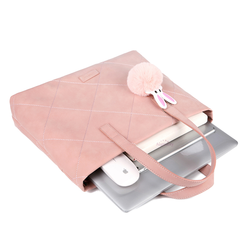 Ladies Laptop Bag PU Leather Messenger Case Briefcase For Macbook 13.3 14 15.6Inch Notebook Handbags Women's Shoulder Mouse Bags